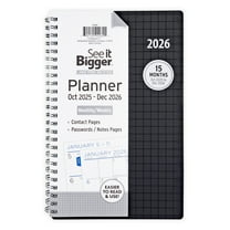 See it Bigger Monthly Weekly Planner Medium (5.5" X 8.75") Black, 15-Month, Oct 2025-Dec 2026