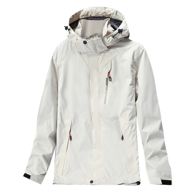 LEEy-world Mens Jackets Lightweight Men's Coats Winter Thicken Cotton  Tactical Work Jackets with Hood White,5XL 