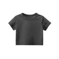 thumbnail image 5 of Inglocry Girls Summer Round Neck Short Sleeve Crop Tees Casual Loose Fit Tees Basic Tees Summer Tops For Teens Dark Gray 5-6Y, 5 of 9