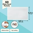 50Pack Clear Adhesive Pockets Sleeves 5x8 for Index Card and Planners, Bulk Top Load Plastic