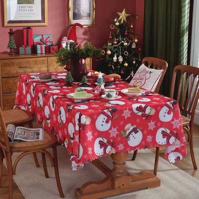 Qocolhg Décorations de Noël Extérieures Intérieures, Décorations de Table de Noël Fête de Vacances Nappe Ronde Imperméable Anti-Graisse, Décoration de Fête à la Maison de Noël en Solde