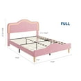thumbnail image 3 of Yeshouse Estructura de cama con cabecero y piecero LED ajustables, cama tipo plataforma Princess tapizada en terciopelo para niñas, soporte de listones de madera, no requiere somier, 3 of 9