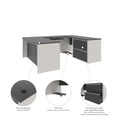 thumbnail image 3 of Atlin Designs Modern Wood U-Shape Home Office Set with Pedestal in Slate Gray, 3 of 8