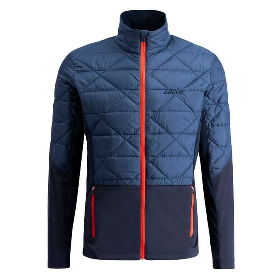 SWIX Adult Male Infinity Hybrid Lake Blue/Dark Navy Insulated Jacket, Size: XL (10150-24-75404-XL)