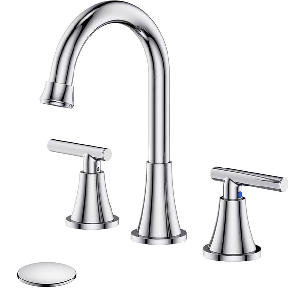 Grifo de baño Hurran Chrome para lavabo con 3 orificios y desagüe desplegable