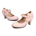 thumbnail image 2 of SACFOF Women's Low Kitten Heel Mary Jane Oxfords Pumps Comfortable Ankle Strap Dress Shoes with Bow, 2 of 6