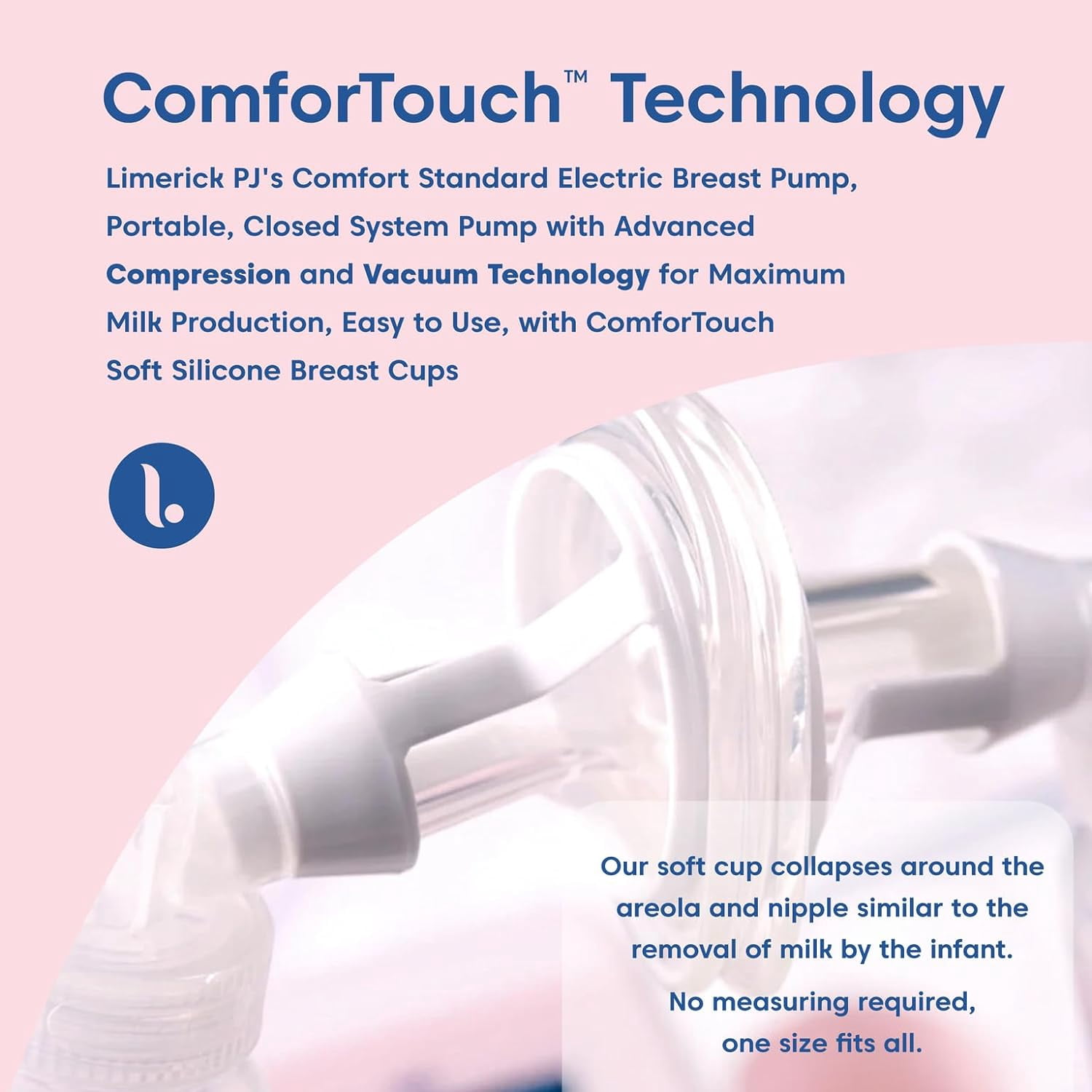 Limerick PJ's Comfort Electric Breast Pump, Hospital Grade Compression & Vaccum Technology, Dual Soft Silicone Breast Cups