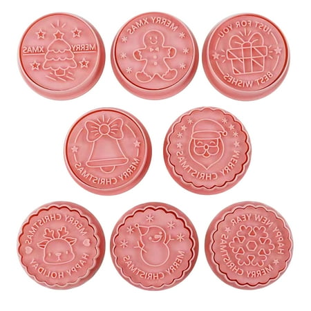 

CHAOMA 8 Pcs Christmas Cookie Cutters Biscuit Fondant Cookie Stamps Party Supplies