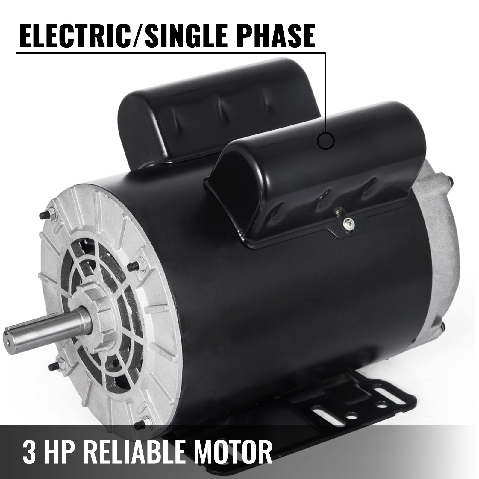 VEVOR HP Electric Motor Phase AC Motor 3450 RPM 60 HZ 56 Frame SPL  Rot-CCW Air Compressor Motor, 115/230V
