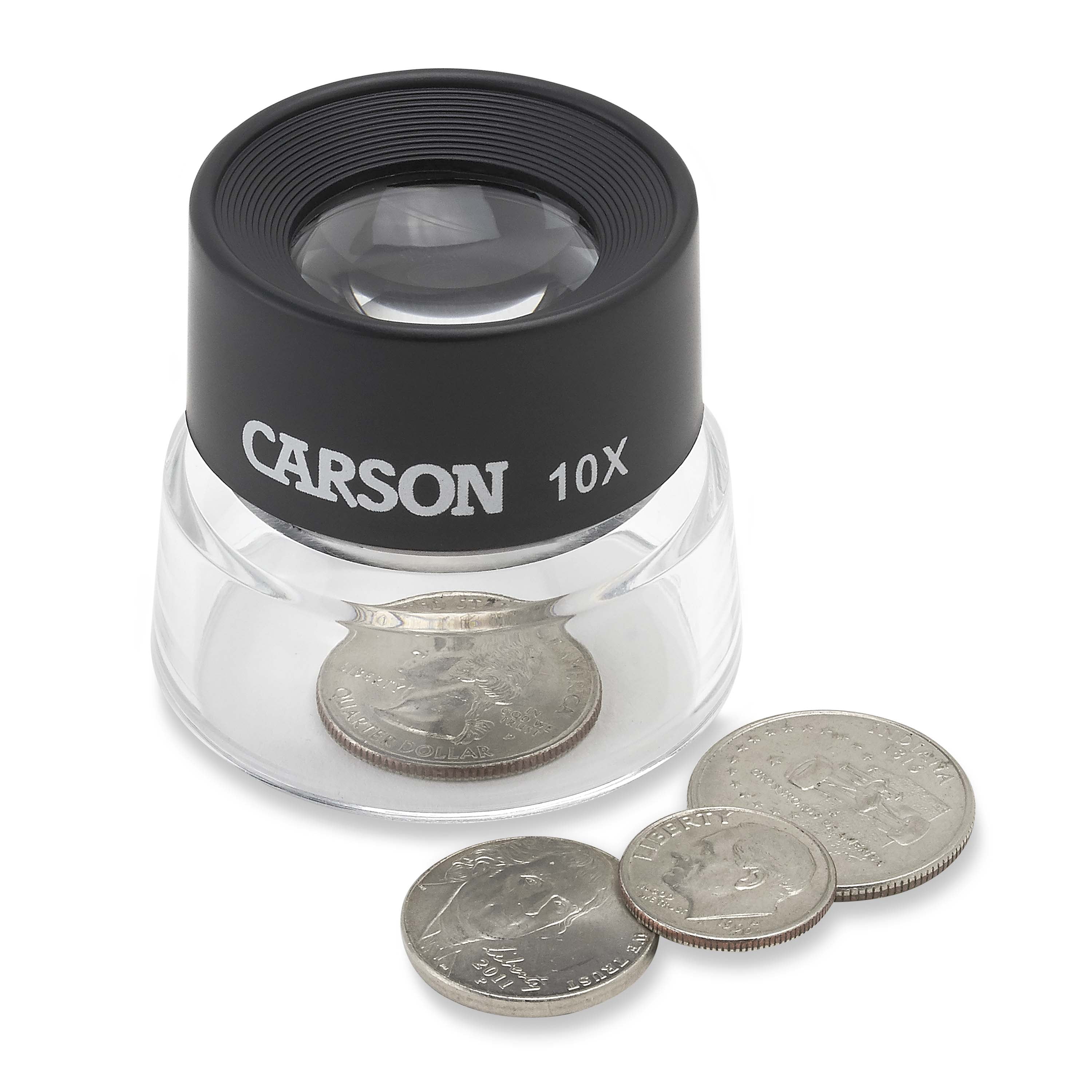 Carson LumiLoupe™ 10x Power Magnifying Glass, 1″ Stand Magnifier - 10 Pack (LL-10MU)