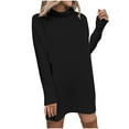 thumbnail image 2 of Offre du Jour! Aqestyerly Mode Femmes Robe d'Hiver Décontractée Unie Col Rond Manches Longues Mini Robe, 2 of 6