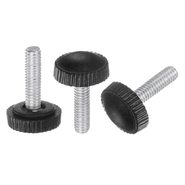 Unique Bargains 30 Packs M4 x 18mm Filetage Mâle Moleté Boutons Pouce Vis Boutons de Serrage Poignée Noir