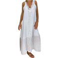 thumbnail image 2 of VKEKIEO Women's Casual Dresses Sun Dress V-Neck Sleeveless Solid White S, 2 of 8