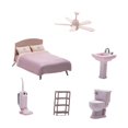 thumbnail image 2 of Conjunto muebles a escala 1:64 con diorama lavabo, escenografía realista en miniatura, artículos para el hogar, modelo cama doble en, 2 of 8