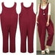 thumbnail image 5 of Mamelucos de lino de verano para mujer, monos Monos sin mangas vintage sin tirantes Romacci Morado/XXL, 5 of 7