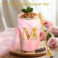 thumbnail image 3 of Taza de café de cerámica MNZZ de mármol rosa con tapa y cuchara, 3 of 7