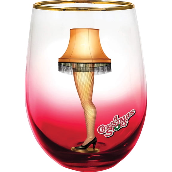 Spoontiques Leg Lamp Stemless Glass, 20 oz, Red