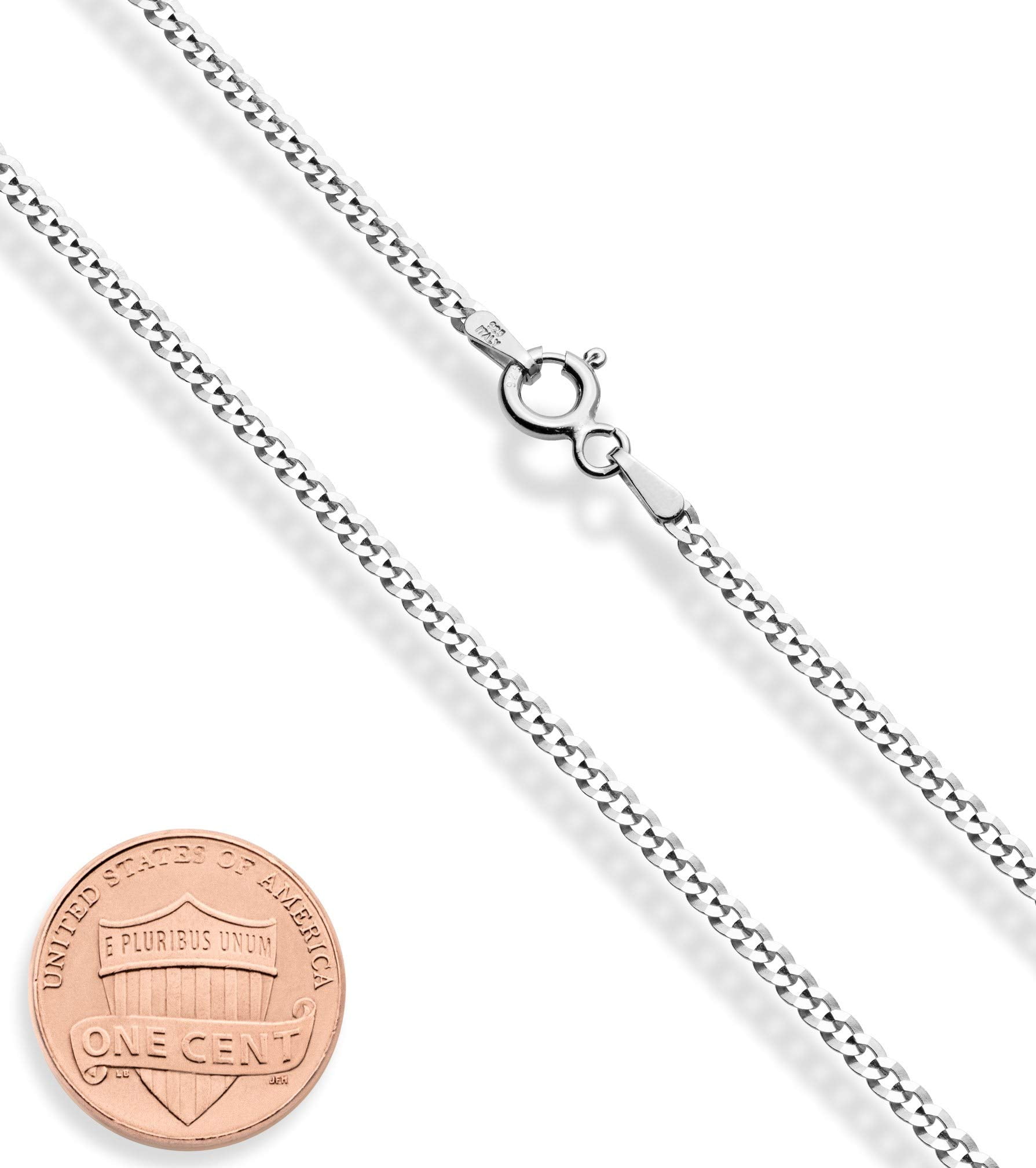 Miabella Italian 925 Sterling Silver 2.3mm Curb Cuban Link Chain Necklace Made in Italy (Length 22 Inches (men's average length))
