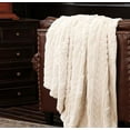 thumbnail image 4 of Cozy Bliss Luxury Faux Fur Blanket for Couch, Jacquard 3D Cable Knit Throw Blanket Size 60"x80" Beige, Extra Soft Fluffy Warm Blanket for Sofa Bed Living Room, 4 of 5