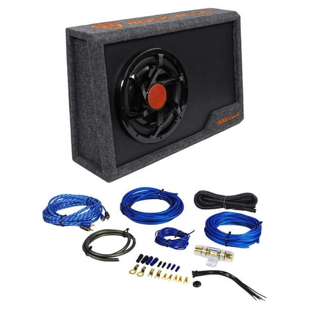 Rockville RWS10CA Slim 1000w 10" Powered Loaded Car Subwoofer Enclosure Wire Kit