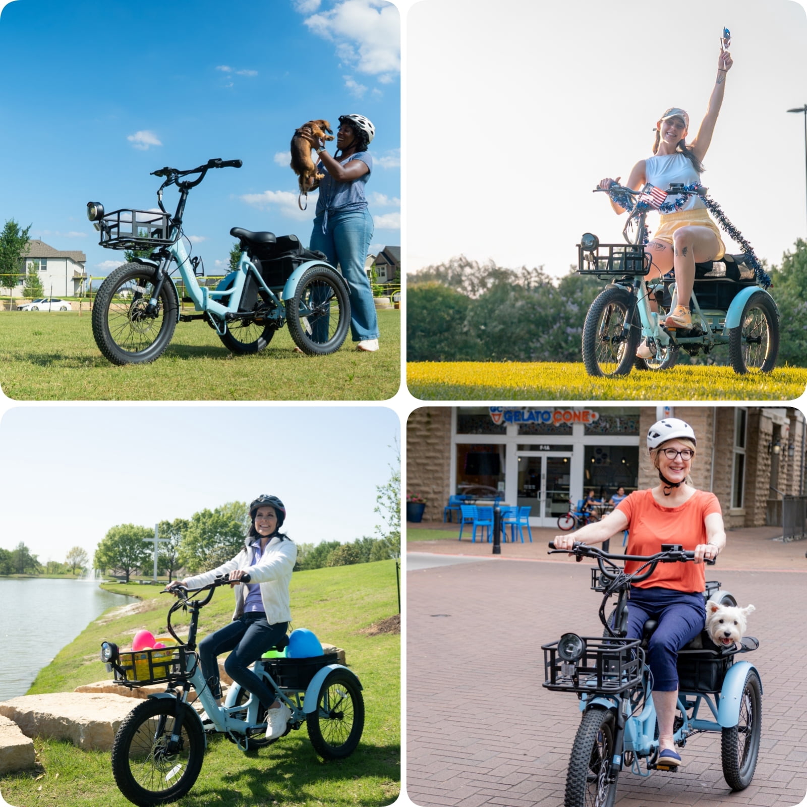MOONCOOL TK1 Folding Electric Tricycle for Adults,48V 14.5Ah Removable battery, Peak 1000W Motor, 20" Fat Tire Step-Thru 3 Wheel Electric Bicycle W/ Mirrows Kit
