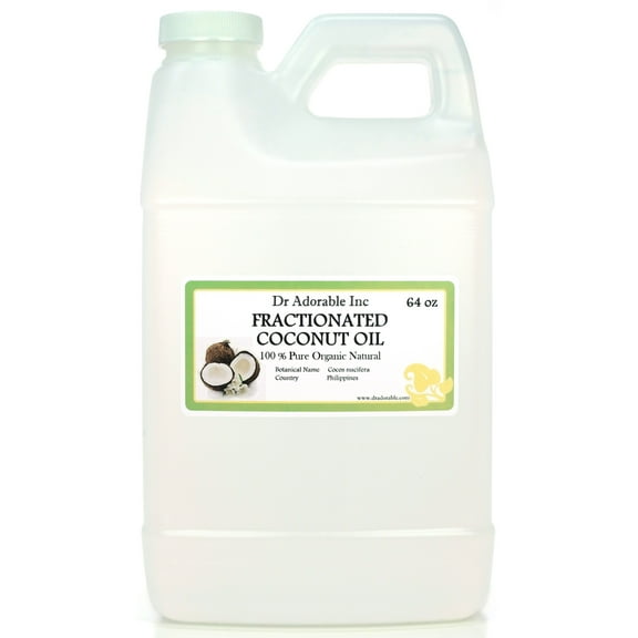 Dr Adorable - 64 oz - Fractionated Coconut Oil - 100% Pure Organic Natural Moisturizing Oil Hair Skin Nails