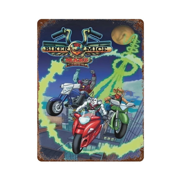 Affiche en Métal 8x12 Pouces de Biker Siris de Mars - Peintures Murales Décoratives Vintage pour la Maison