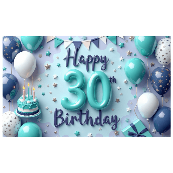 Yatrandify Decorative Design Happy 30th Birthday Party Backdrop Balloon Decoration Cake Decoration Celebration Banner for Birthday Party Indoor Decoration Photo Shoot