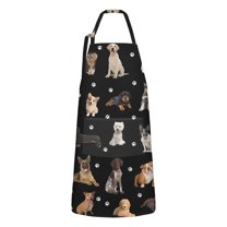 Dog Breeds Apron-Garden Aprons for Women with Pockets-Cotton Linen Waterproof Kitchen Cooking Gardening Aprons Adjustable for Kitchen,Cooking,BBQ and Salon 33x27 Inch