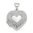 thumbnail image 1 of FB Jewels Sterling Silver Rhod-plated Scroll Design Front & Back 15mm Heart Locket, 1 of 1