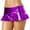 Purple, variant on Short Mini Skirts For Women Trendy High Waisted Leather Pleated Solid Ruffle Skirt Red S