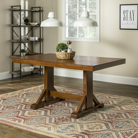 Walker Edison Traditional Wood Dining Table Antique Brown Walker Edison Traditional Wood Dining Table Antique Brown