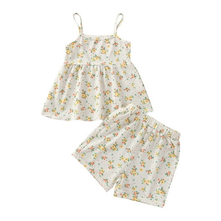 

TAIAOJING Kid Toddler Girl Clothes Baby Sleeveless Floral Camisole Tops+Floral Shorts Baby Girl Outfits 18-24 Months