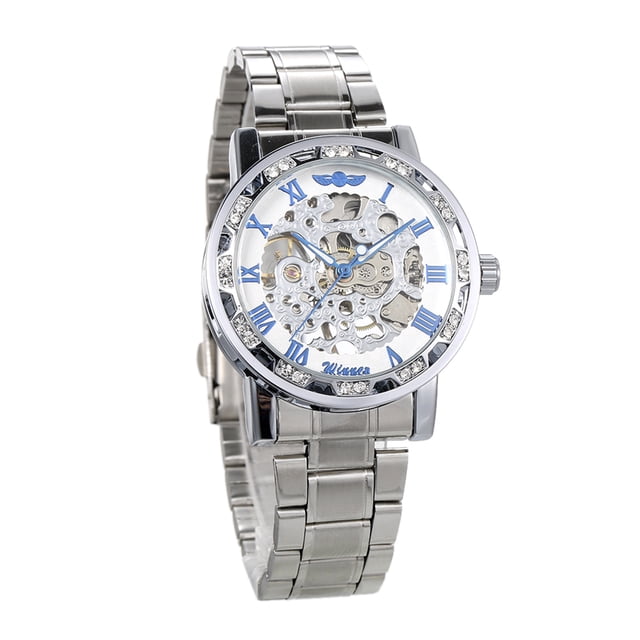 WINNER WINNER S1089-2 Montre Mécanique Rétro de Luxe pour Homme avec Bracelet en Acier Inoxydable, Cadran Blanc et Conception Résistante à l'Eau