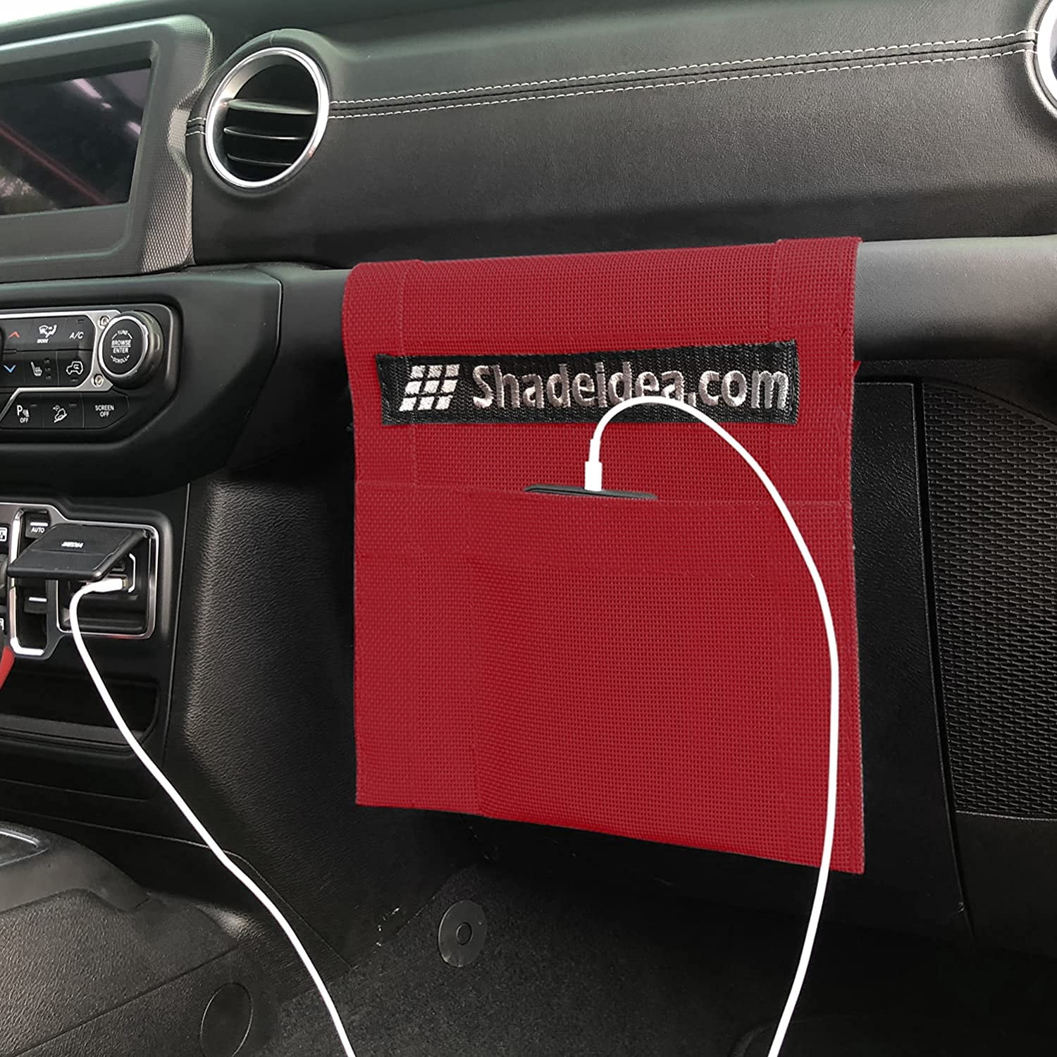 Shadeidea JL Sun Shade for Jeep Wrangler 2 Door Top Sunshade ( 2018 - Current ), Front & Rear - Cherry Red Mesh Screen Wrangler Cover, UV Blocker with Grab Bag Pouch - 10 Years Warranty