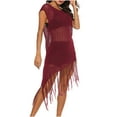thumbnail image 5 of Frostluinai Bathing Suit Cover Ups For Women Lace Crochet Mesh Knitting Plus Size Sarong Coverups Sexy Dress Openwork Tassel Suspenders Beach Vacation Bikini Cover-Up, 5 of 5