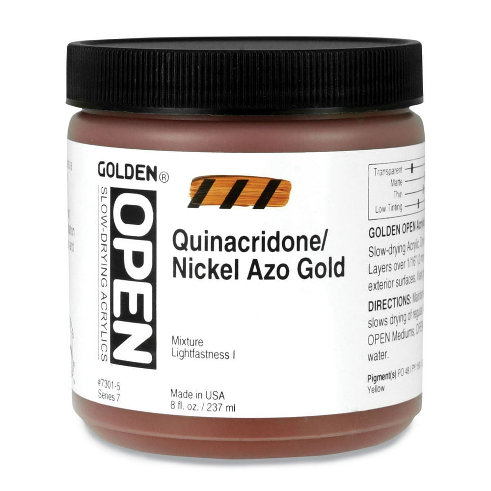 Golden Open Acrylics Quinacridone/Nickel Azo Gold, 8 oz Jar Walmart