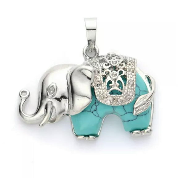 Natural Flat Elephant Chakra Crystal Bead Pendant Gemstone Charms Reiki Healing