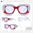 thumbnail image 2 of Womens Thick Plastic Bubble Balloon Frame Rectangle Funky Sunglasses Red White - Purple, 2 of 8