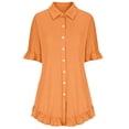thumbnail image 5 of Summer Savings Clearance 2024! TAGOLD Womens Dress,Women's Color Shirt Skirt Ruffle Sleeve Irregular Shirt Dress Short Sleeve V-Neck Knee Length Dress, 5 of 5
