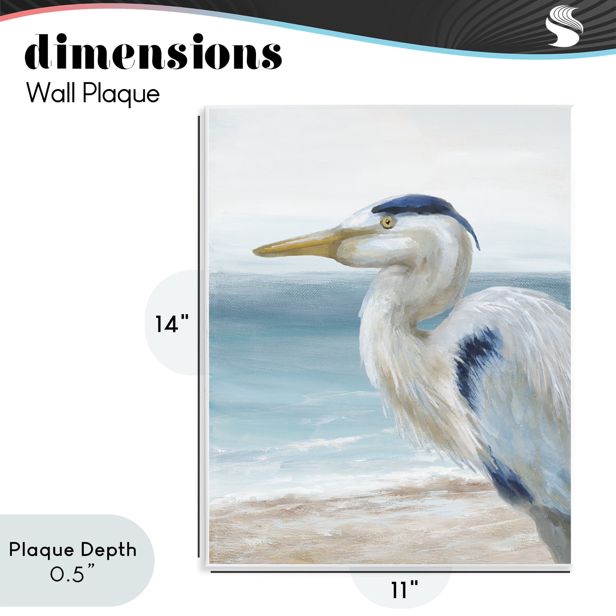 Stupell Industries Left Gazing Heron Wall Plaque Art, design by Nan