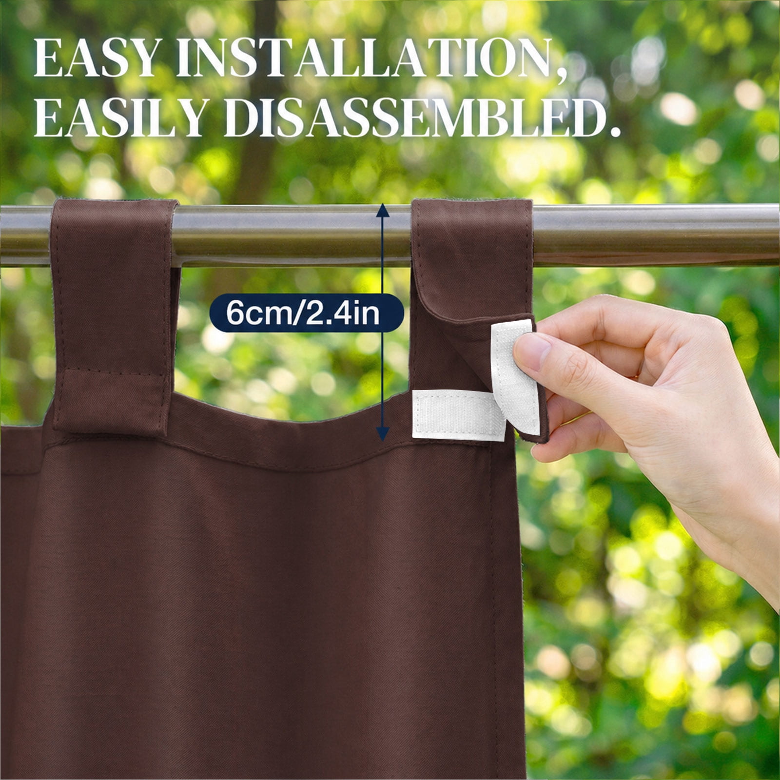 Lapalife Outdoor Curtain for Patio Waterproof Extra Wide, Tap Top Blackout Curtain Thermal Insulated Drapes, 1 Panel, 100''x 84'', Brown