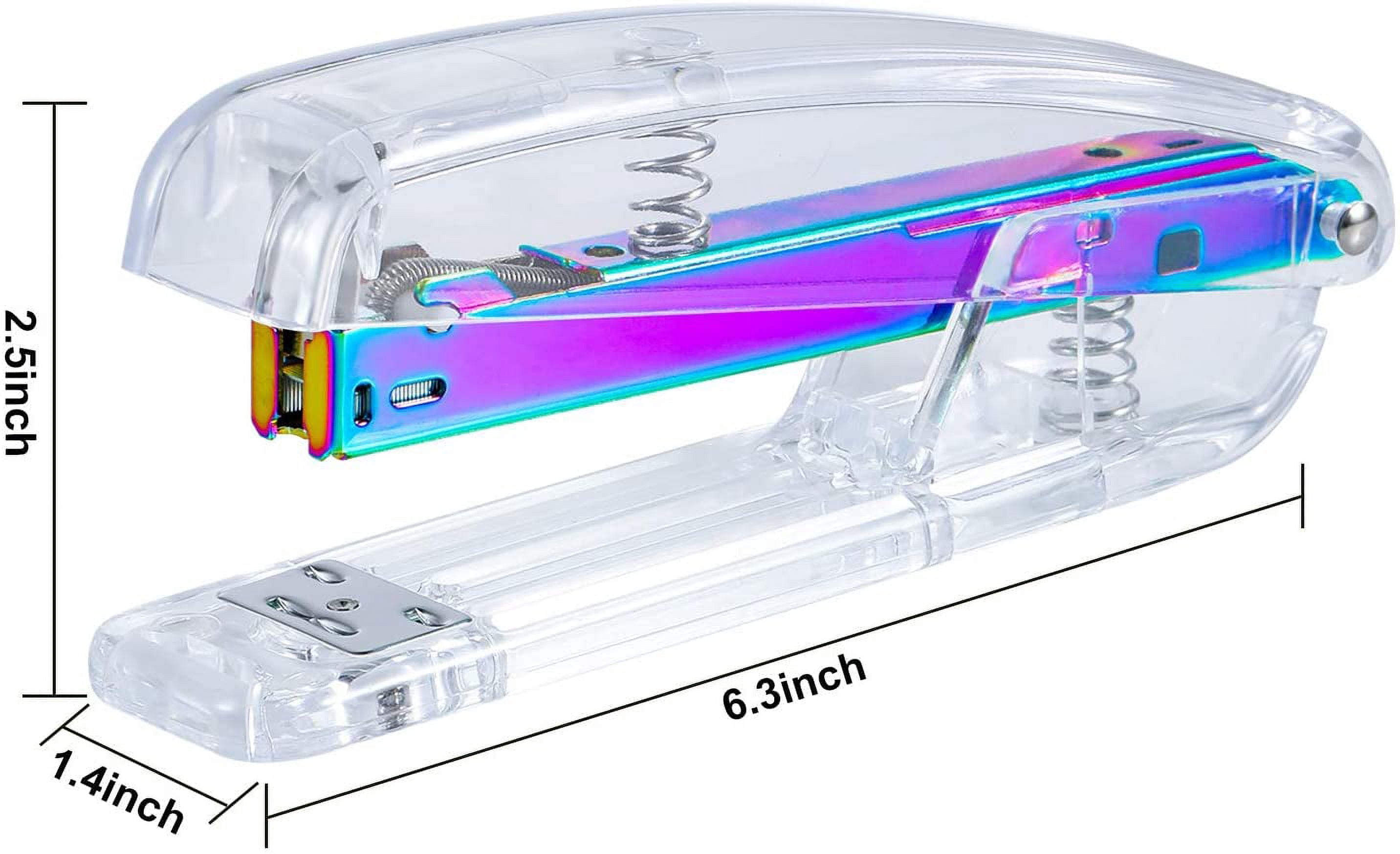 SEAKOS Acrylic Originality Stapler,Fashion Transparent Shape,Office and Home Stapler,Student Stapler,Quality Spring,Durable Acrylic,Free 1000 26/6 Staples,(Multicolor)
