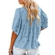 thumbnail image 4 of Sunloudy Blusa informal para mujer, cuello en V, manga acampanada, textura de flores, botones, camisa suelta con volantes para damas Sunloudy  S M L XL XXL, 4 of 6