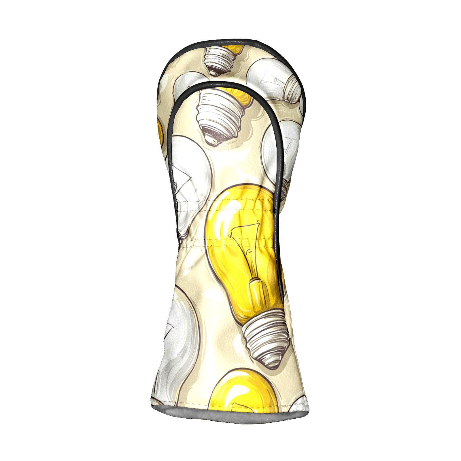 Golf Club Head Covers - Light Bulb Pattern, PU Leather, Waterproof, Fits Fairway Woods/Hybrid, Unisex, Fits Most Brands