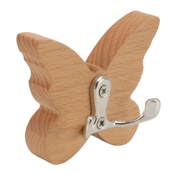 Gancho De Pared De Madera Con Forma De Mariposa, Colgador De Pared De Madera Para Abrigo, Ropa, Sombrero, Toalla