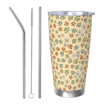

Goofa Paw In Groovy Style for 20 oz Skinny Tumbler Stainless Steel Coffee Mug Slim Vacuum Insulated Travel Cup Car Cup-Straw Three-piece Set