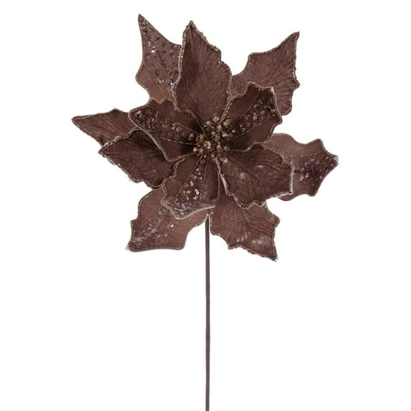 20" Mocha Velvet Striped 10" Flower 3/Bg
