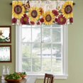 thumbnail image 5 of 2 Panels Sunflower Farmhouse Valance for Windows, Spring Summer Retro Butterfly Flowers Light Filtering Kitchen Curtains, Rod Pocket Window Treatment Curtain Valances for Living Room Bedroom, 42"x12", 5 of 9