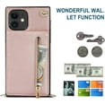 thumbnail image 6 of Crossbody Phone Case for iPhone 11 Case with Card Holder for Women,iPhone 11 Case Wallet with Strap Lanyard for Men,PU Leather Magnetic Clasp with Kickstand 6.1", Rosegold, 6 of 16